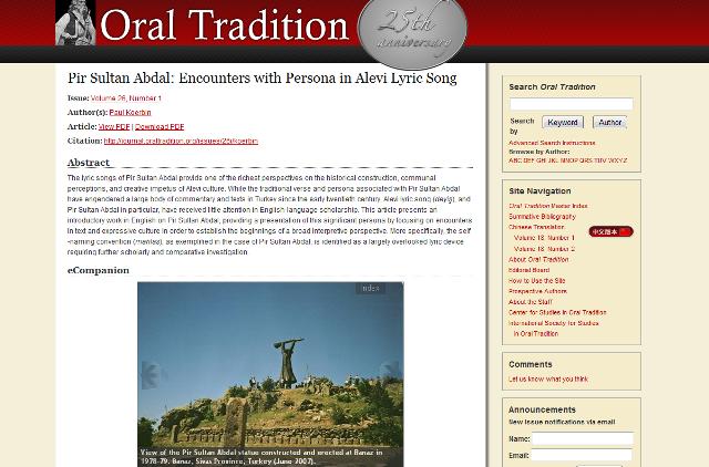 Paper page in Oral Tradition journal